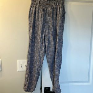 Black Yellow Plaid Cinched Pants